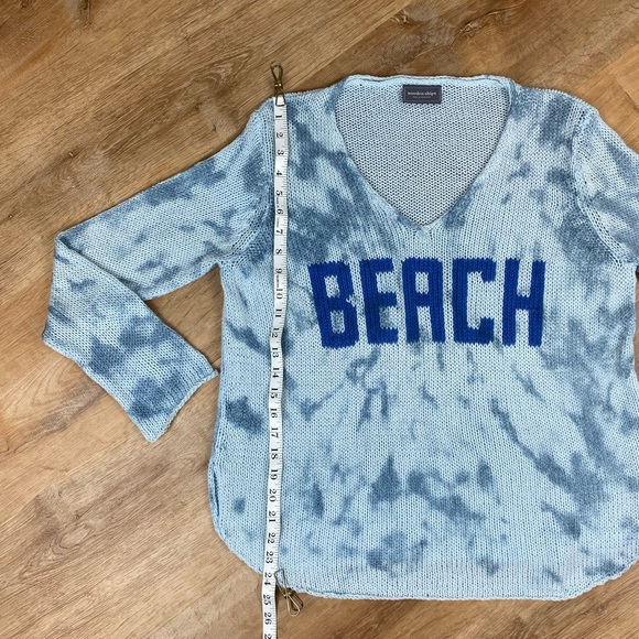 Wooden Ships Beach Lightweight V Neck Tie Dye Blue Sweater Small / Medium - Picture 10 of 14